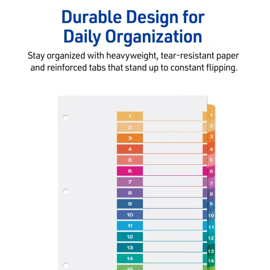 Avery Dividers for 3 Ring Binders, 15 Tabs per Set, Customizable Table of Contents, Multicolor Tabs (3 Sets of 11074) {5}