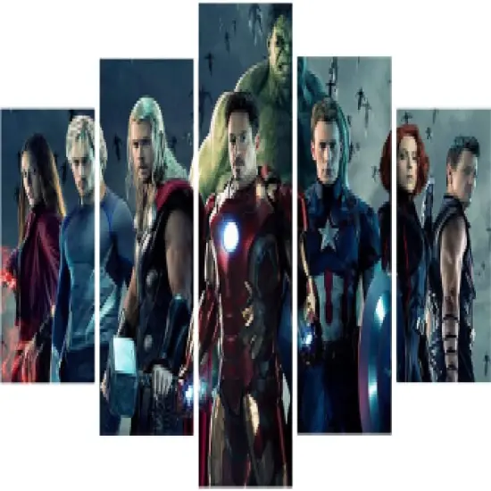 DIY 5D Diamond Art Kit for Adult Kids, Super Hero Captain Iron Superhero 5 Pieces Full Drill Embroidery Cross Stitch Picture Supplies Arts Craft for Home Wall Decor Paint 17.7x37.4 inch {1}