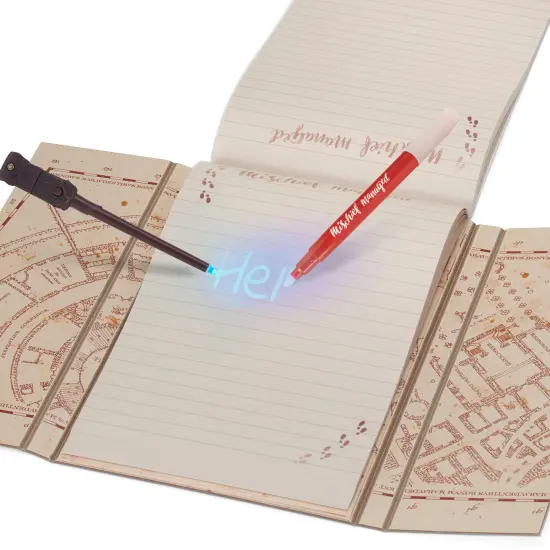 Wizarding World: Mischief Managed Diary - Marauders Map Secret Flip-Pad Notebook, Invisible Ink Pen, Mini UV Reveal Wand, Collectible Harry Potter Set {4}
