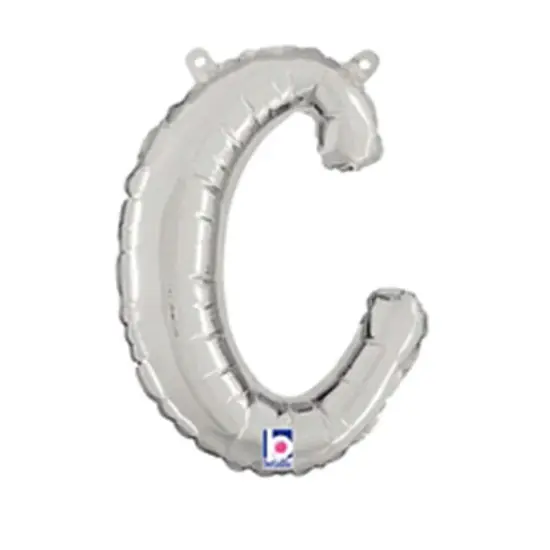 Betallic&reg; 14 Inch Script Letter C Silver Air Fill Only Balloon {4}