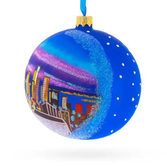 New York City at Night Glass Ball Christmas Ornament 4 Inches {4}