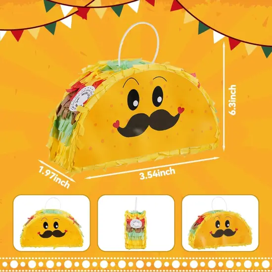 8 Pack Mini Pinata Mexico Taco Pi&ntilde;atas for Cinco De Mayo Party Fiestas Pi&ntilde;atas Birthday Celebrate Party Decoration Fun Taco Tuesday Event, 6 x 2 x 3.5 Inches {2}