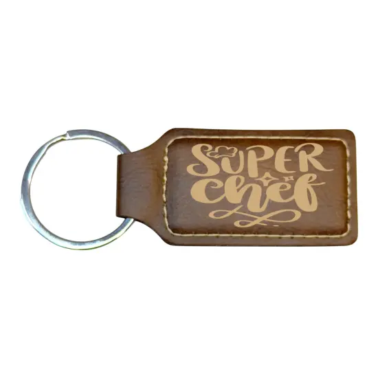 Keychain - Rectangle - Super Chef - Leather Pink/Black {3}