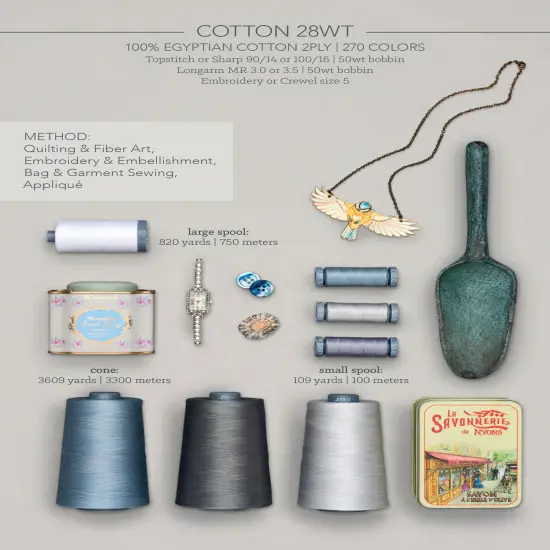 Lemon Blueberry - Variegated (4649) | 28wt Cone (3300M / 3609Y) | Aurifil Thread {2}