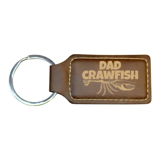 Keychain - Rectangle - Dad Crawfish - Leather Black/Silver {3}