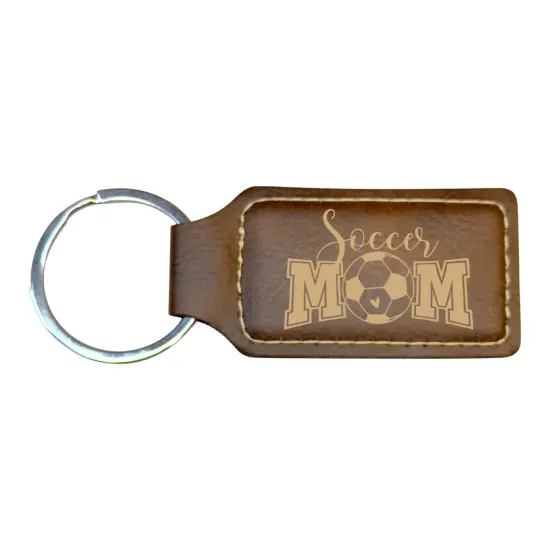 Keychain - Rectangle - Soccer Mom - Leather Pink/Black {3}
