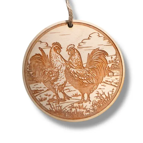 Ornament - Chicken Ranch - Raw Wood {1}