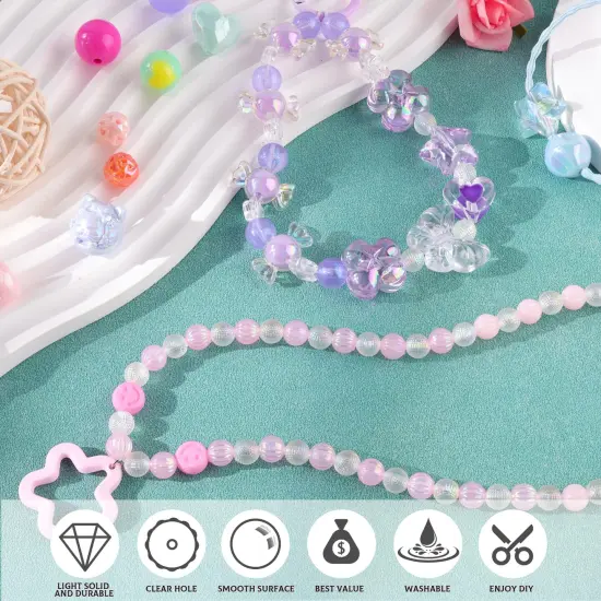 TINKRSTUFF Assorted 180-240PCS Acrylic Beads For Bracelet Making, Flower Bow Butterfly Candy Gummy Bear Kawaii Aesthetic Bracelet Charms,Cute Beads For Jewelry Making DIY Necklace Keychain Phone Charm {4}