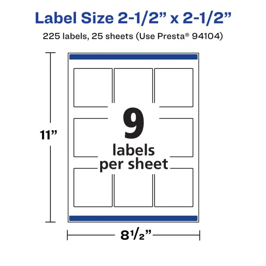 Avery Matte White Square Labels, 2.5" x 2.5" {5}