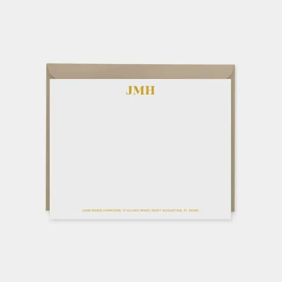 Classic Monogram Butterscotch Note Cards {3}