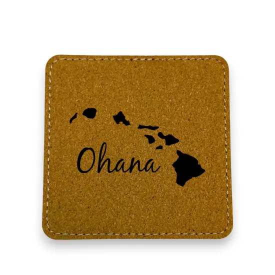 Coaster - Ohana (Family) Hawaii - SET OF 2 - Leather or Stitched Cork Dark Brown/Black {4}