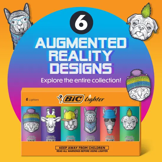 BIC Maxi Special Edition Augmented Reality Pocket Lighters, Child-Resistant and Reliable, 6-Pack {7}