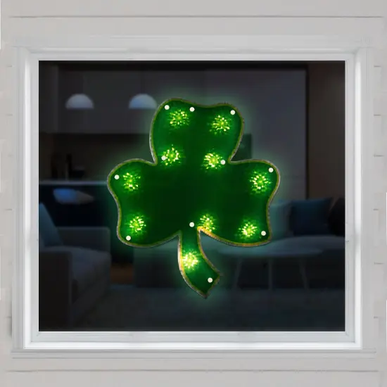 Northlight 14" Lighted Shamrock St. Patrick's Day Window Silhouette - Clear Lights Green {4}