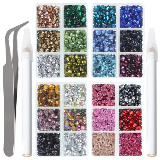 10000pcs Hotfix Flatback Rhinestones with Tweezers and Pen - 24 Mixed Color {1}