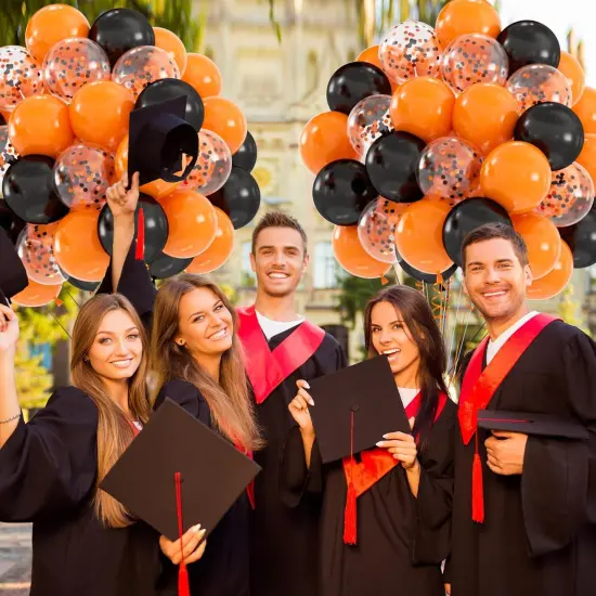 60pcs Black Orange Balloons, 12 inch Orange and Black Confetti Halloween {5}