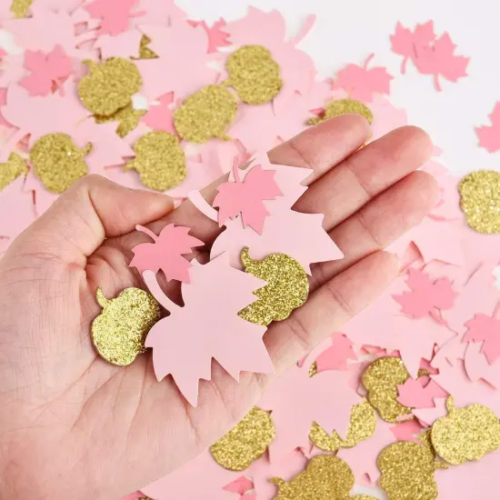 200 Pieces Thanksgiving Pink and Gold Pumpkin Confetti Christmas Baby Shower {2}