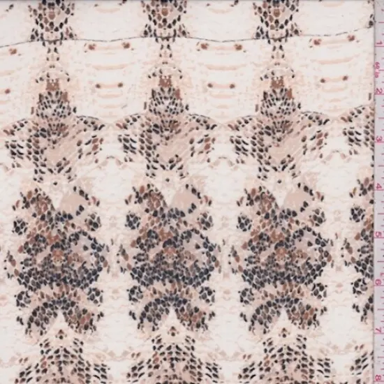 Ecru Snakeskin Print Silk Voile Fabric By the Yard {1}