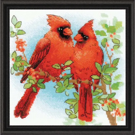 RIOLISRed Cardinals Counted Cross-Stitch Kit Multi {1}