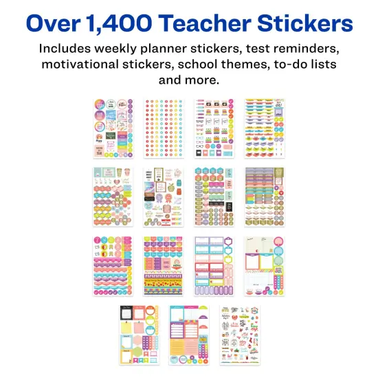 Avery Teacher Planner Stickers Pack, 30 Sheets of Teacher Planner Stickers, Set of 1,430 Stickers for Your Planner, Journal or Calendar (6781) {4}