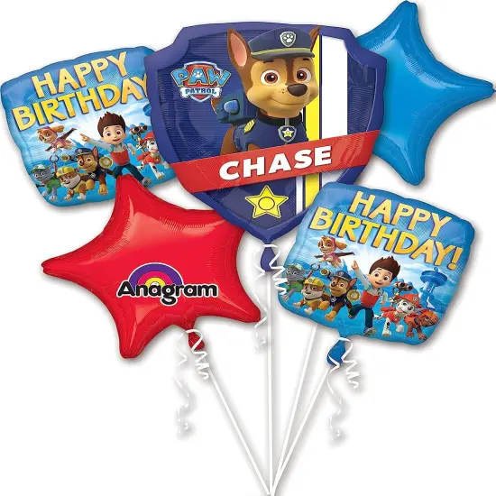 Paw Patrol Balloon Bouquet Featuring Chase 25" x 27" Super Shape Foil Balloon {1}