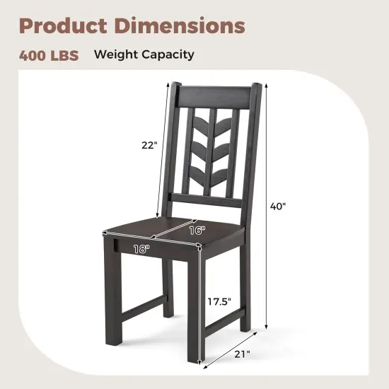 Kitchen Dining Chair Set of 2 with Rubber Wood Frame and Ergonomic Leaf Design Rustic Brown {4}