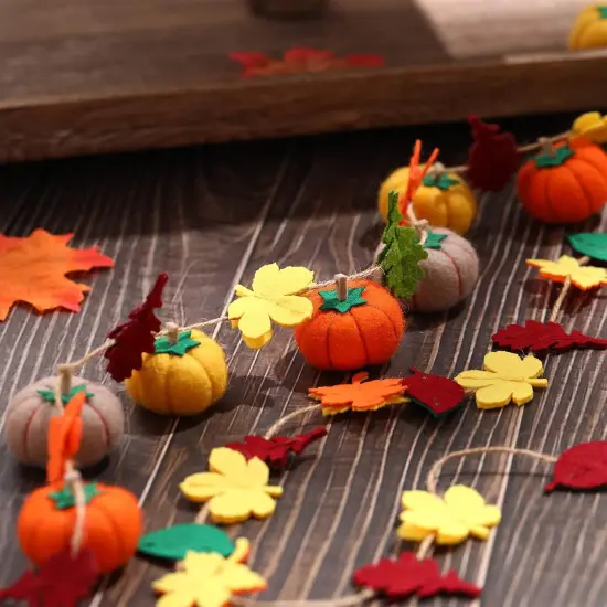 Pumpkin Maple Leaves Fall Felt Garland {5}