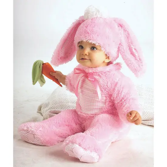 Precious Pink Wabbit Baby Halloween Costume Plush Jumpsuit Headpiece Rattle {1}