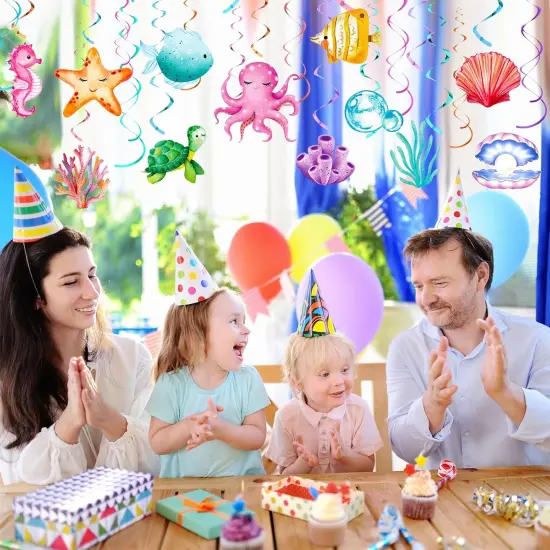 54 Pcs Under the Sea Swirls Decorations Tropical Fish Animals Hanging Banner Ocean Garlands Turtle Ceiling Streamers for Summer Birthday Wedding Baby Shower Supplies Party Decor {4}