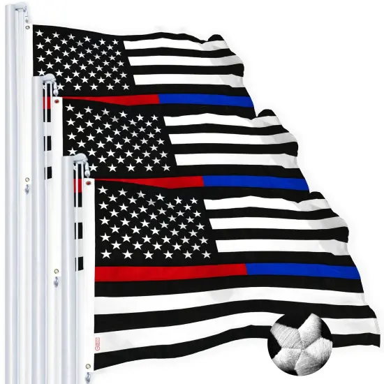 G128 3 PACK: Thin Blue and Red Line Flag 3x5 Ft Embroidered Spun Polyester {1}