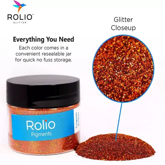 Rolio - 1 Jar Vibrant Holographic Glitter (Cognac Amber) - 1 oz {2}