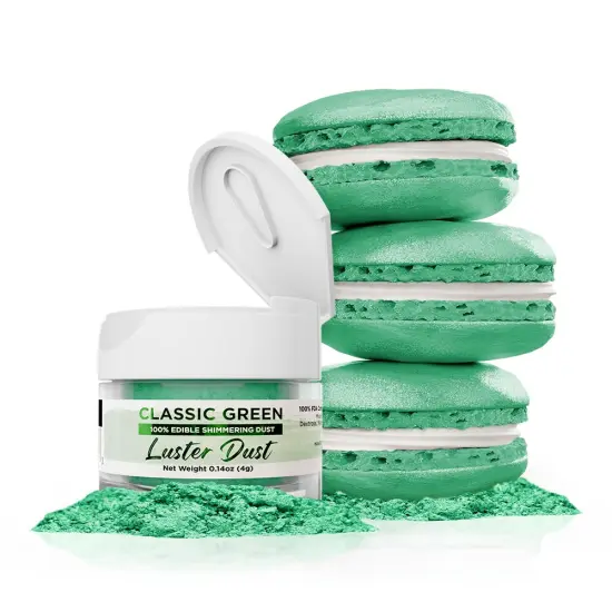 Bakell - Classic Green Luster Dust (4g, 1x Jar) Edible Vegan Dust & Paint for Baking, Desserts and Beverages {1}