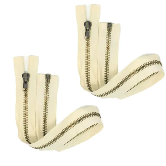 Zipper &ndash; Off-White 10MM Antique Brass Plated Open Bottom for Jackets {5}