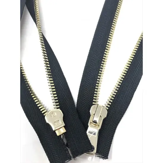 Black Glossy Two Way Backpack or Luggage Zipper 8MM Brass Closed {6}