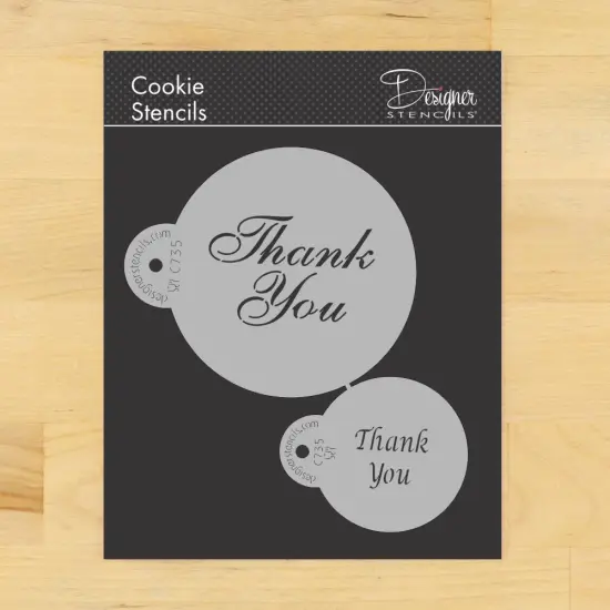 Thank You Cookie & Cupcake Stencil Set | C735 by Designer Stencils | Cookie Decorating Tools | Baking Stencils for Royal Icing, Airbrush, Dusting Powder | Reusable Plastic Food Grade Stencil for Cookies | Easy to Use & Clean Cookie Stencil {1}