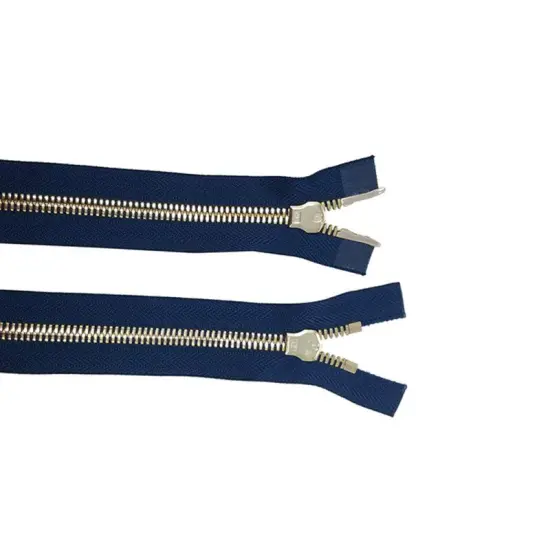 5MM Two Way Separating Open Bottom Zipper Navy Tape Brass Teeth 36" {5}