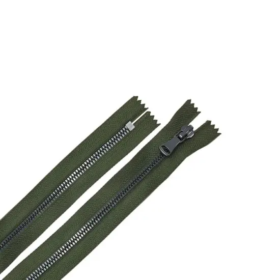 5MM Closed Bottom Zipper Olive Tape Gun Metal Teeth 7 Inche {1}