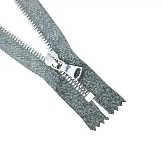 5MM Closed Bottom Zipper Gray Tape Nickel Teeth 7 Inches {5}