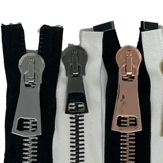 14MM Black & White Shiny Nickel European Style Open Bottom Jacket Zipper 36" {4}