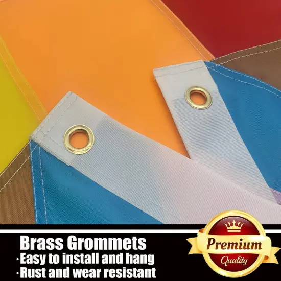 Progress Pride Rainbow Flag 3x5 Outdoor-210D Sewn Stripes LGBTQ Gay Lesbian Bisexual Transgender All Inlcusive Progressive Pride Rainbow Flag Vivid Color Polyester Flags with 2 Brass Grommets {4}