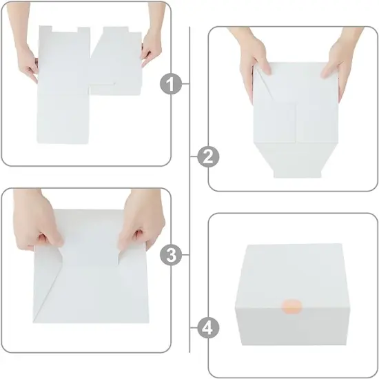 White Gift Boxes for Presents with Lids, 12 Pack 8x8x4 Inch, 80ft Twine, Stickers & Tape - Easy Assemble for Bridesmaid Proposal, Wedding, Party Favors {4}