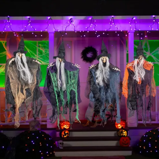 4 Pcs 19.6&rdquo; Hanging Witch Halloween Decorations {4}