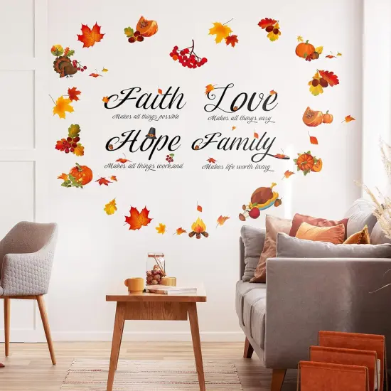 4 Sheets Fall Maple Leaves Wall Decals {3}