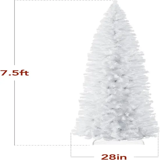 Pencil Christmas Tree Unlit Slim Artificial Tree with Foldable Base & Easy Assembly White {6}