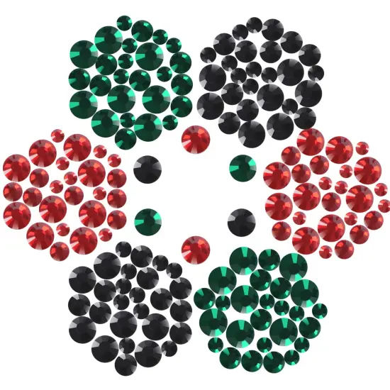 4500pcs+ Flatback Glass Hotfix Iron On Rhinestones Crystal for DIY Making with 1 Tweezer & 1 Picking Pen for Shoe, Cloth, Face Art, Bag, Manicure (3-Sizes,3-Colors, X'Mas Color Series) {5}