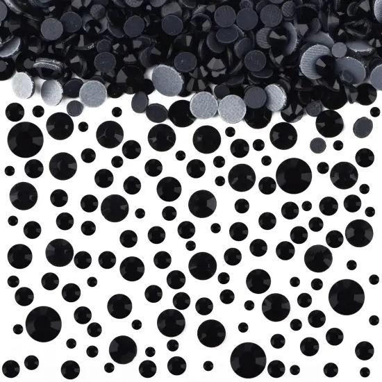 7000pcs+ Flatback Glass Hotfix Iron On Rhinestones Crystal for DIY Making with 1 Tweezer & 1 Picking Pen for Shoes, Clothes, Face Art, Bags, Manicure (Jet Black, 5-Sizes) {4}