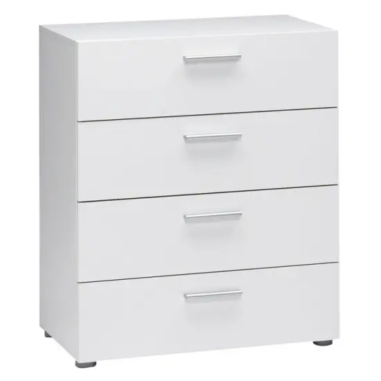 Contemporary Style White 4-Drawer Bedroom Bureau Storage Chest {1}