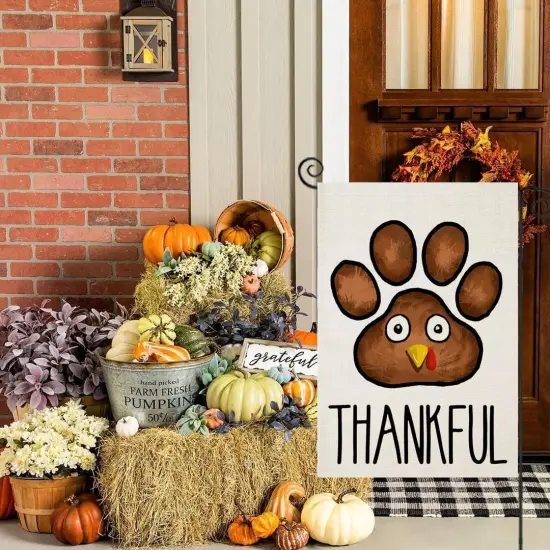 Thanksgiving Fall Paw Garden Flags 12x18 Inch(multi-color) {3}