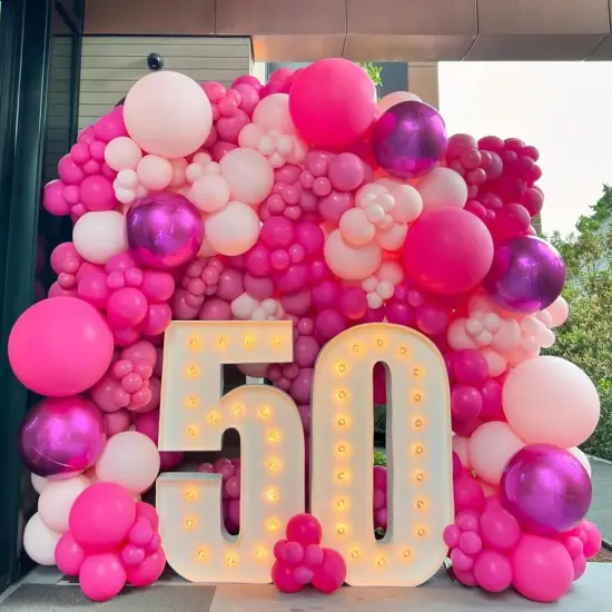 67pcs 12 Inch Hot Pink Balloons Metallic Chrome for Birthday(Pink(67pcs)) {4}