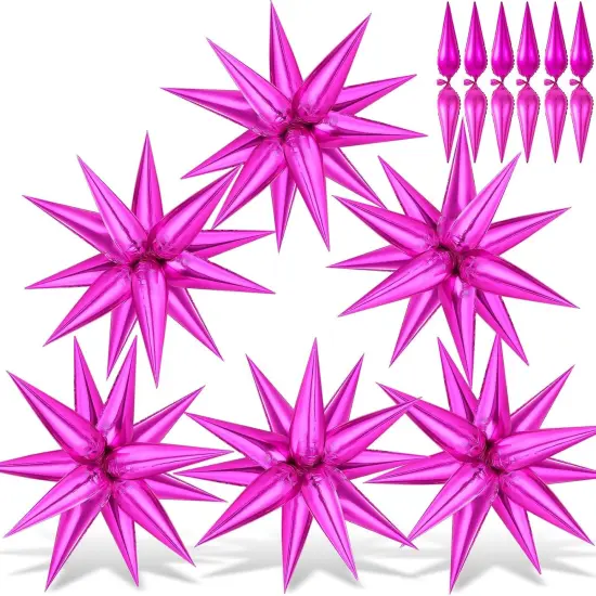 72 PCS Star Foil Balloons(Hot Pink Star Cones, 26 Inch) {1}