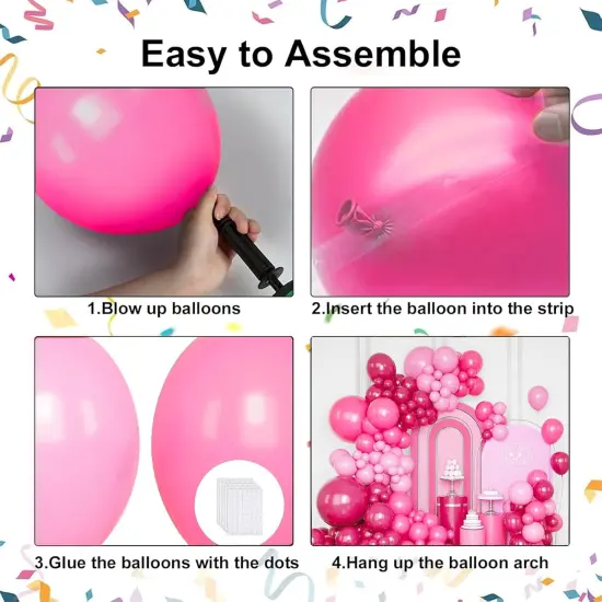 Metallic Hot Pink Balloons Garland (Pink(132pcs) {2}